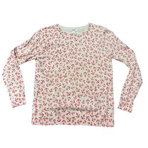 Old Navy women’s white coral anchor print long sleeve sweater size large